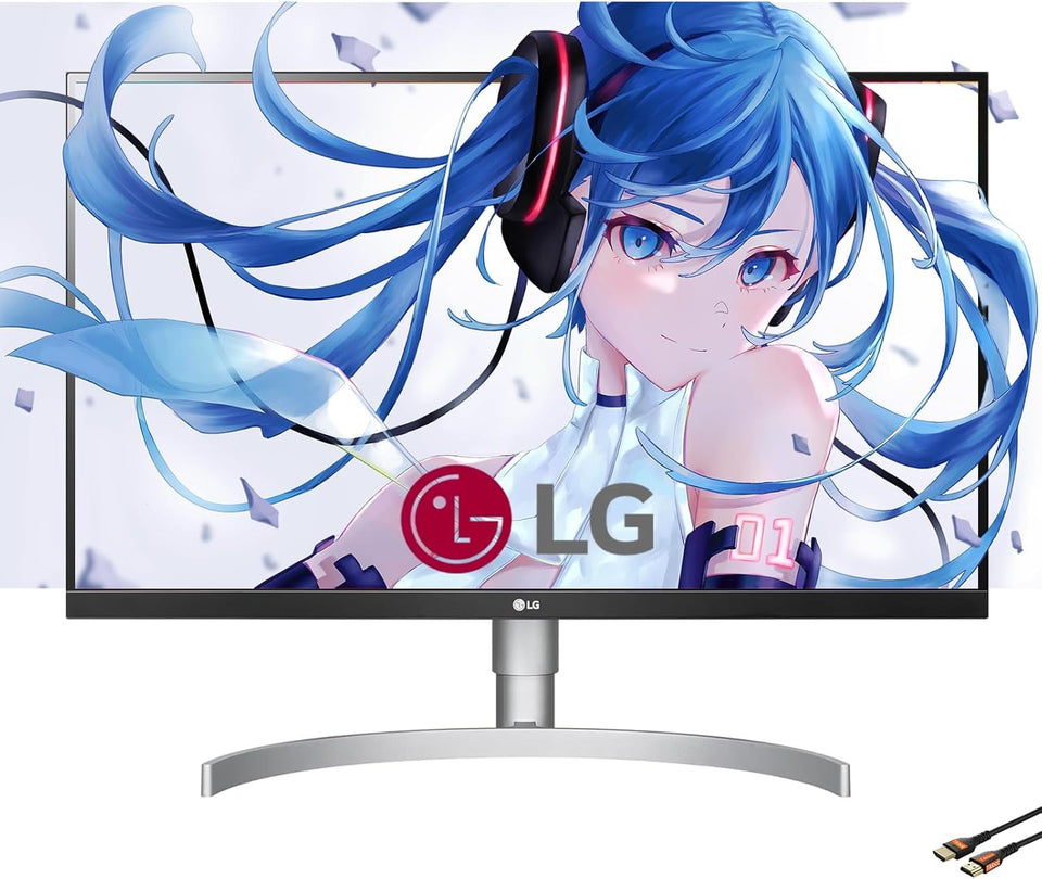 LG 27-inch UHD monitor front view showing crisp 4K clarity for editing.