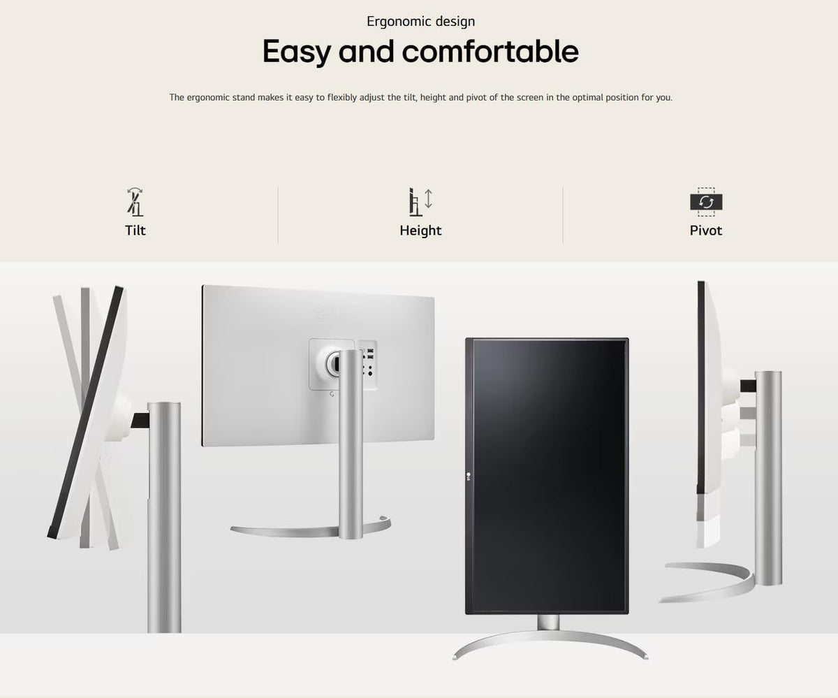 LG 27-inch UHD monitor white finish integrates with modern desks.