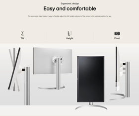 LG 27-inch UHD monitor white finish integrates with modern desks.