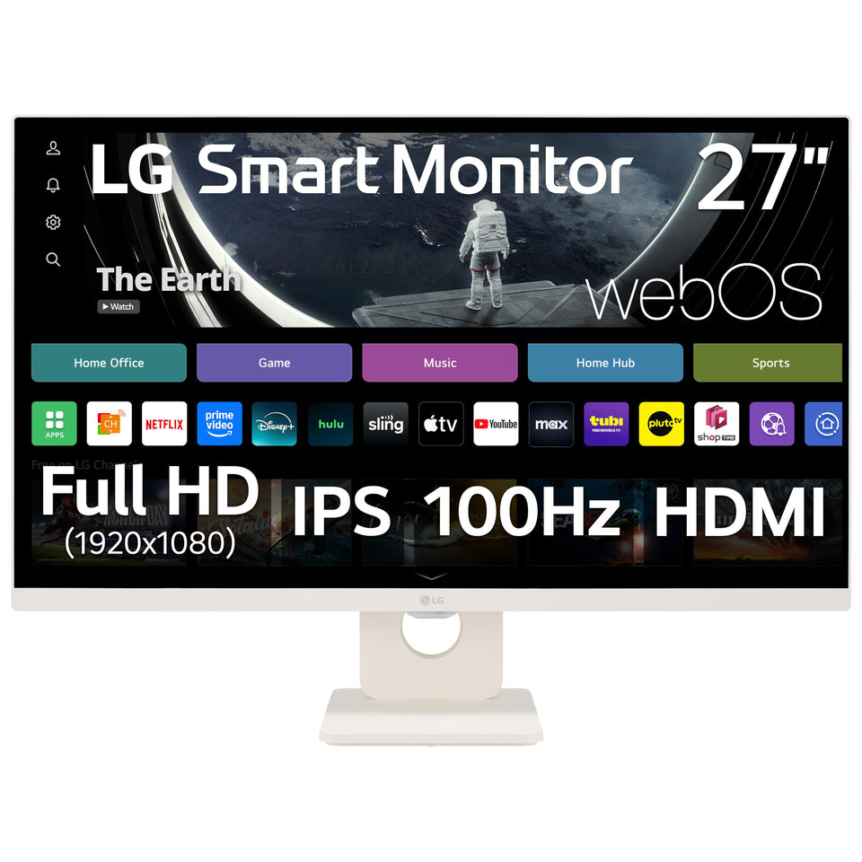 LG 27U511SA-W front view with slim bezels for a clean desk setup