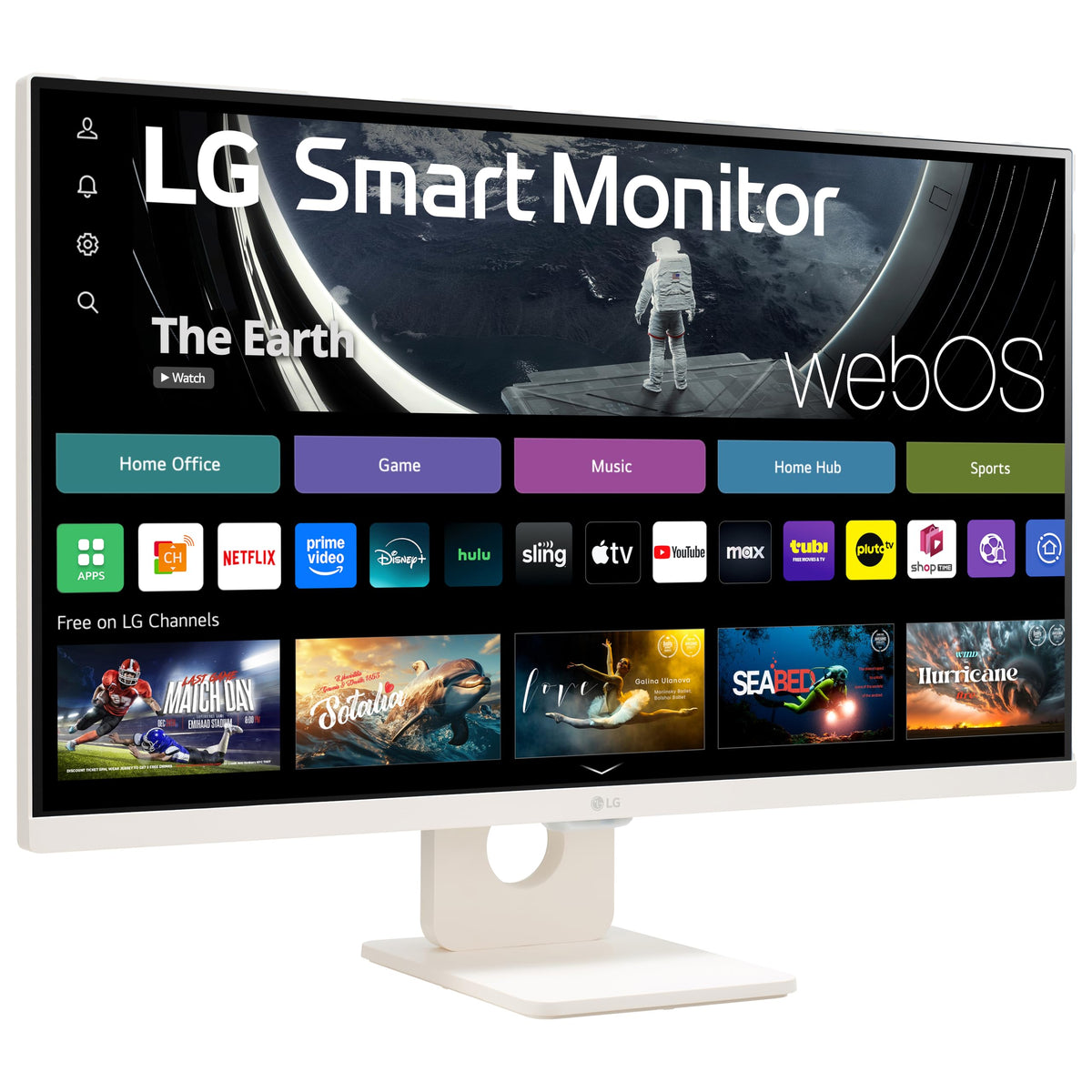 LG 27U511SA-W tilt stand showing adjustable viewing angle for comfort