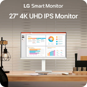 LG 27U730SA-W ports back view shows USB-C and HDMI for easy connections