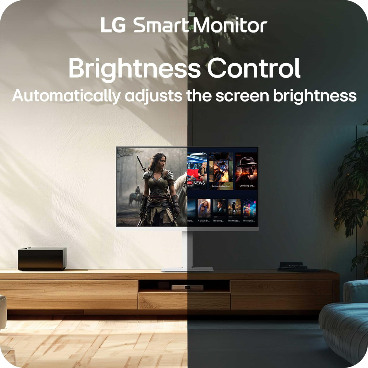 LG 27U730SA-W remote control in use enables quick navigation