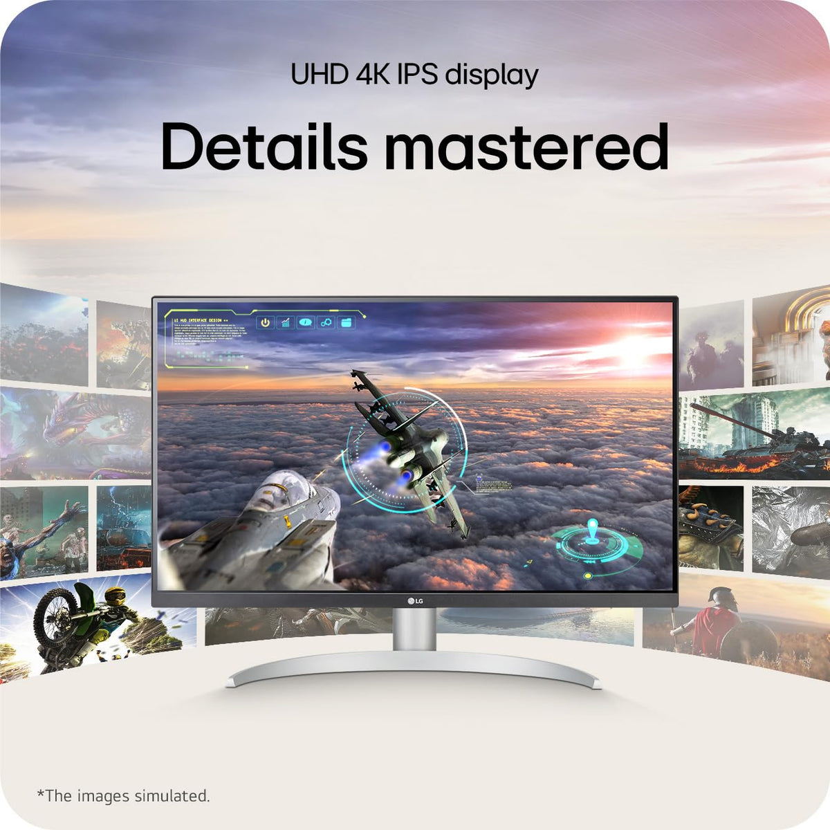 LG 27UP650K-W DisplayHDR 400 offers bright highlights and color depth.
