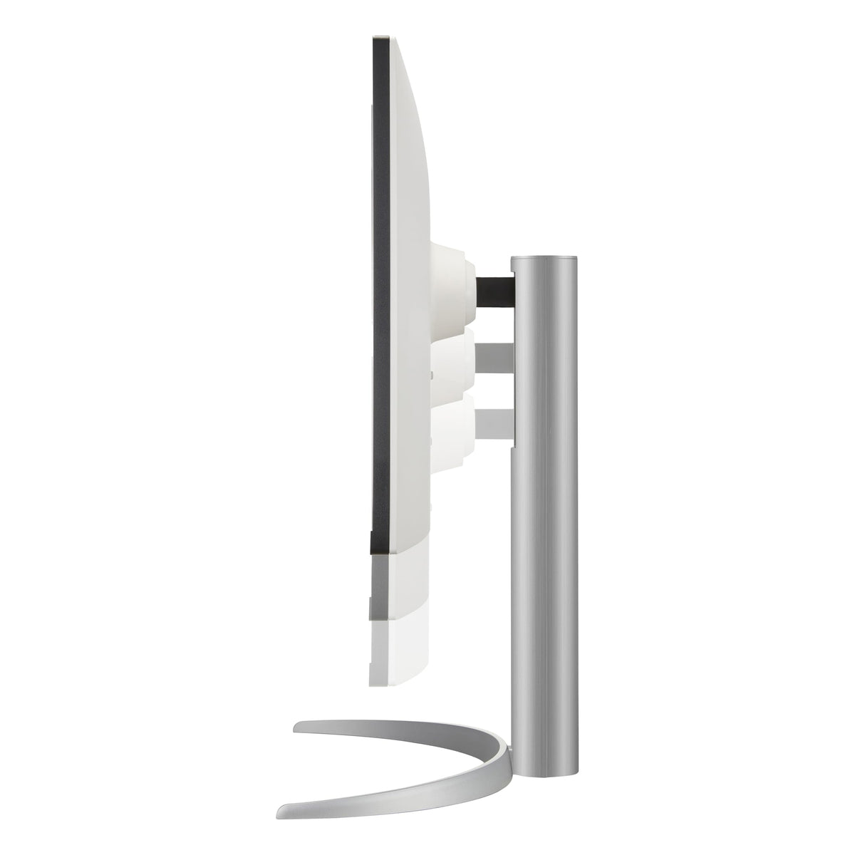 LG 27UP850K-W Ergonomic stand offers height tilting and pivot adjustments.