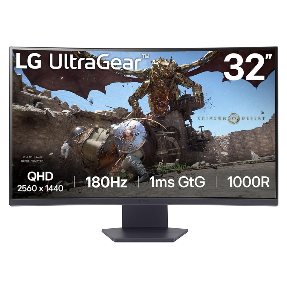 LG 32GS60QC-B Ultragear 32-inch curved monitor with immersive 1000R curve for immersive gaming