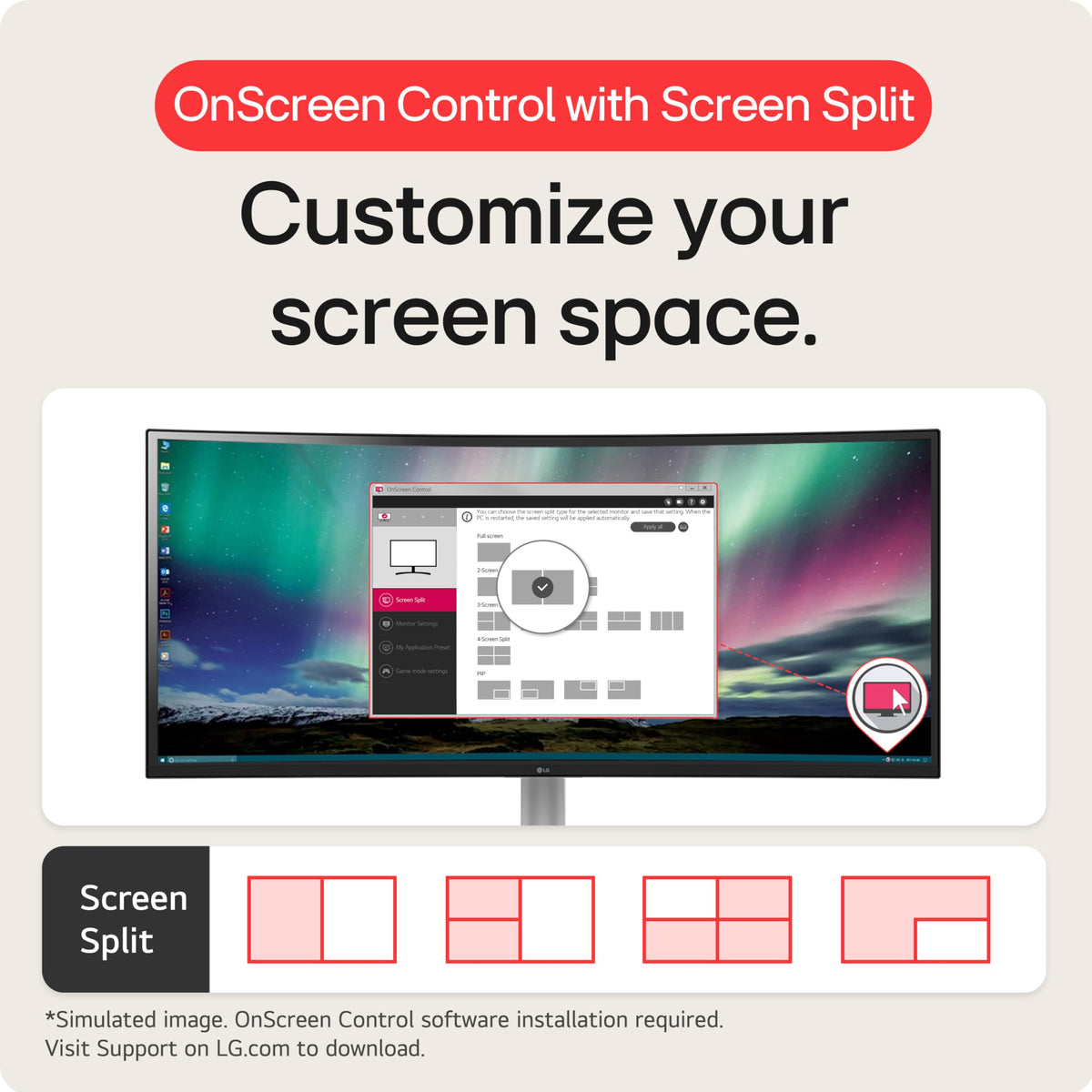 LG 32MR50C-B borderless design creates a seamless desktop setup.