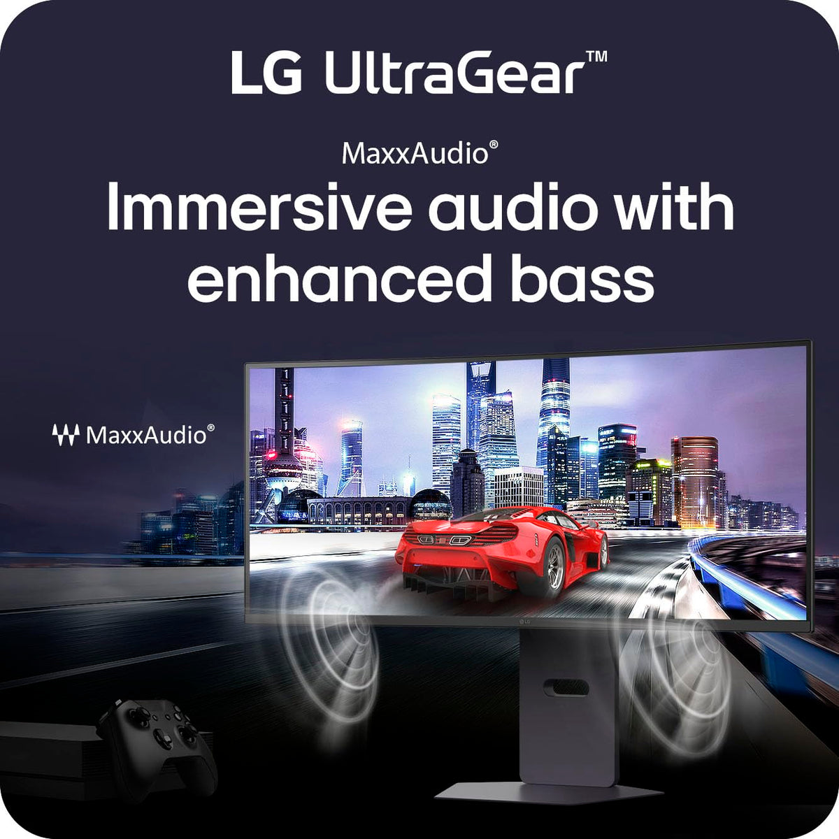 LG 34G600A-B UltraGear built-in speakers with MaxxAudio