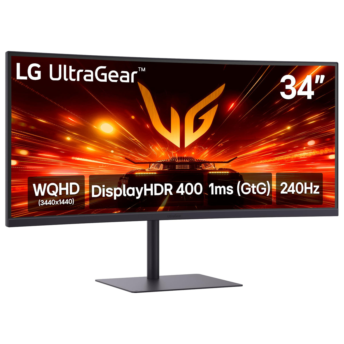 LG 34G630A-B Ultragear curved monitor front view for immersive gaming.