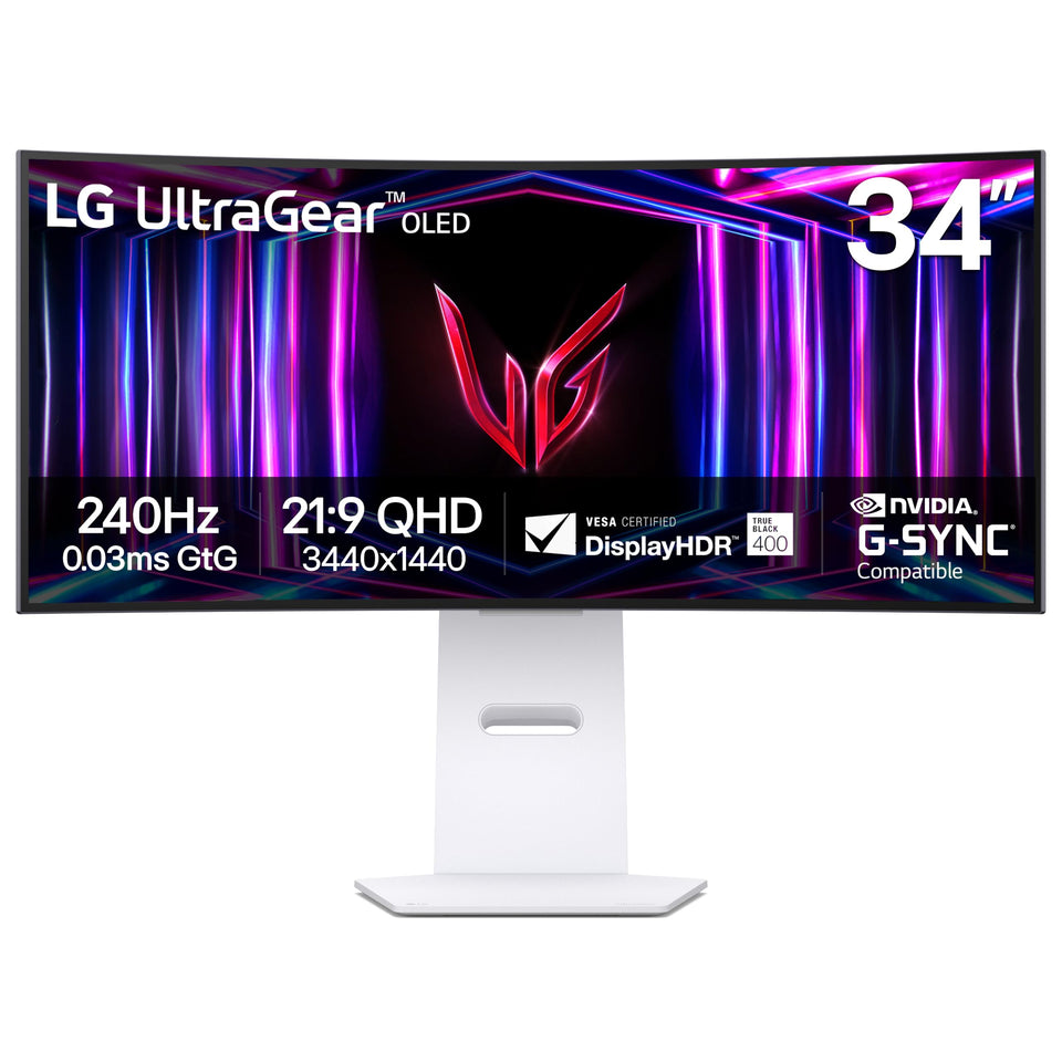 LG 34GS95QE Ultragear OLED curved monitor for immersive gaming visuals