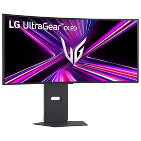 LG 34GX900A-B Ergonomic stand supports height, tilt, and swivel for comfort.