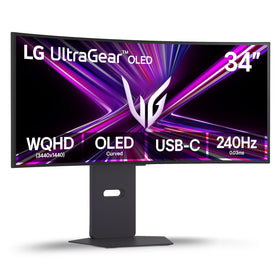 LG 34GX900A-B Ultragear 34-inch curve enhances immersive gameplay with wide field of view.