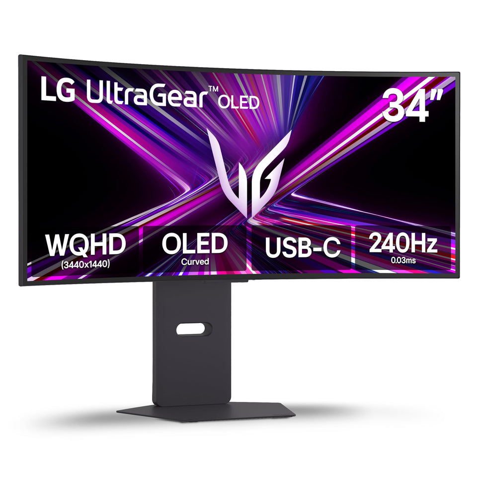 LG 34GX900A-B Ultragear 34-inch curve enhances immersive gameplay with wide field of view.
