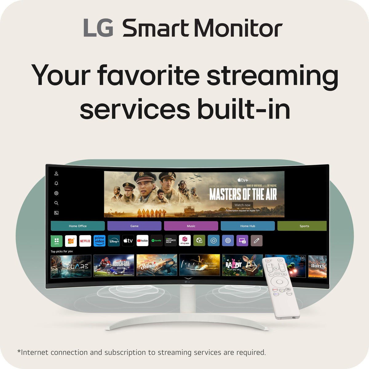 LG 34SR60QC-W webOS23 interface for quick streaming and apps