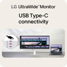 LG 34U530A-W USB-C connectivity for single-cable laptop setup