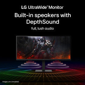 LG 34U650A-B built-in DepthSound speakers support clear calls and media.