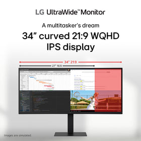 LG 34U650A-B curved screen emphasizes immersion for fewer window switches.