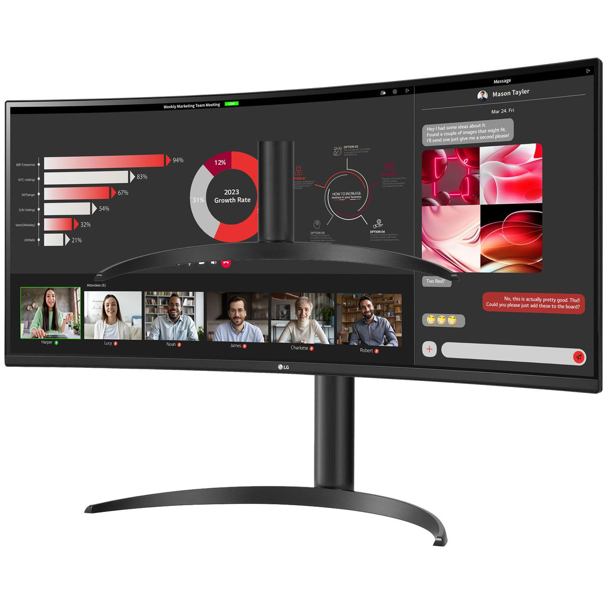LG 34WR55QC-B USB-C port with 15W power delivery for single-cable setup