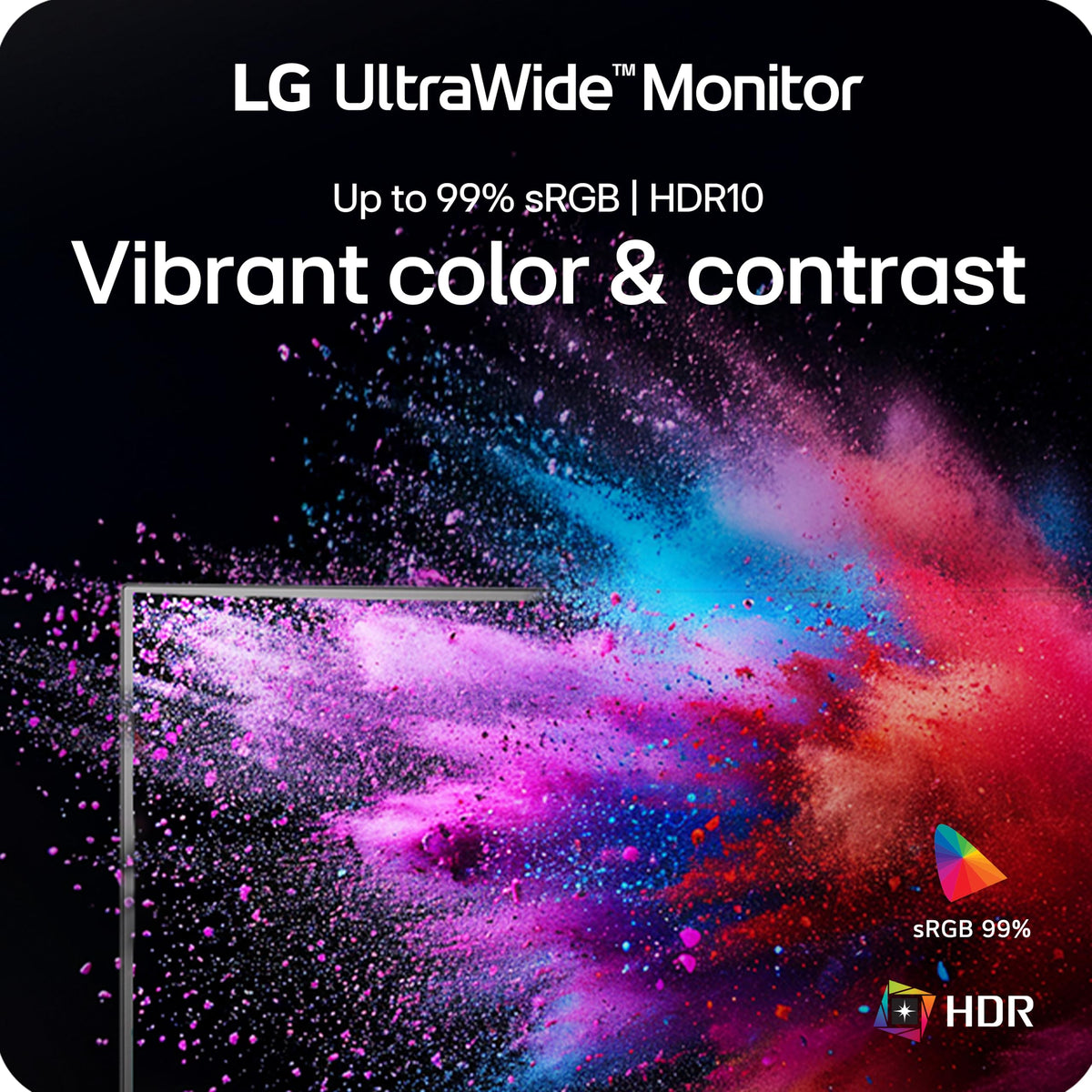 LG 34WR55QK-B 3side borderless design maximizes screen real estate.