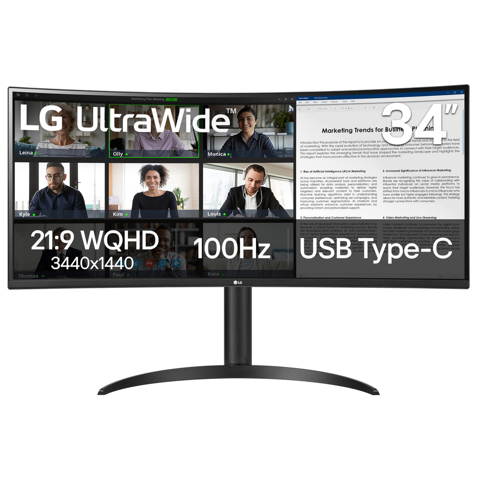 LG 34WR55QK-B ultrawide curve display enhances multitasking and window management.