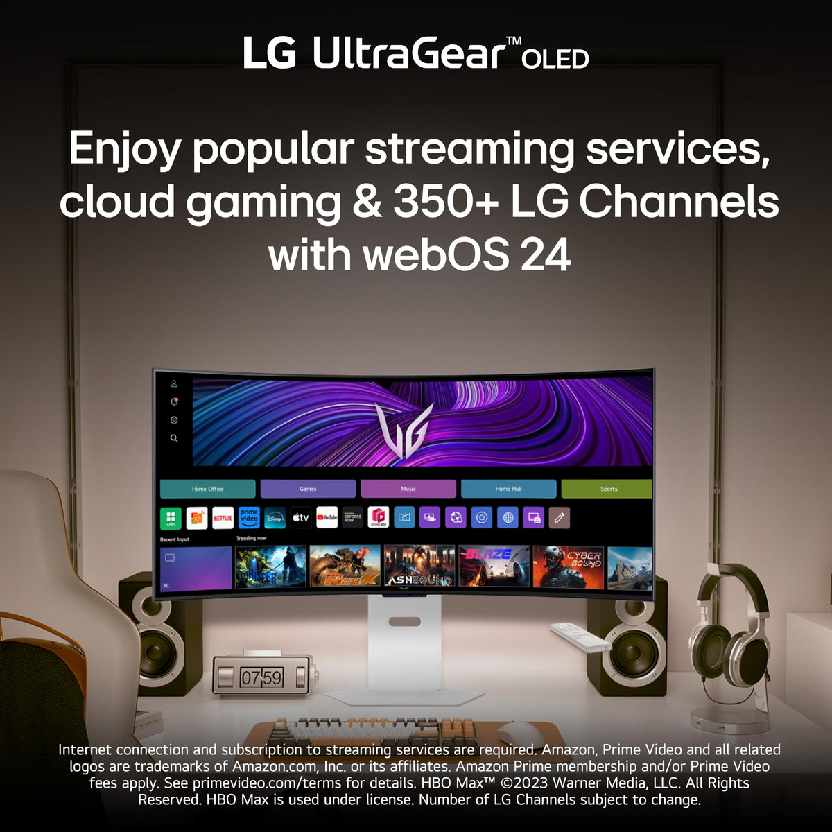 LG 39GX90SA-W 800R curve view emphasizes immersive wraparound experience for focused play.