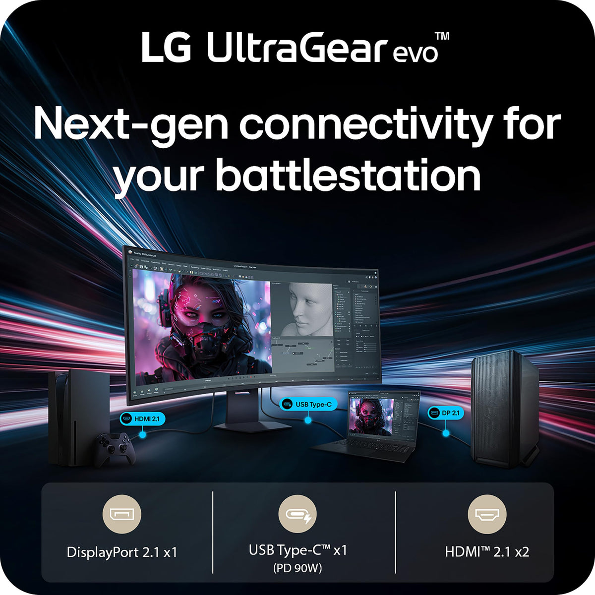 LG 52G930B-B – built-in speakers and USB-C 90W PD support multimedia use