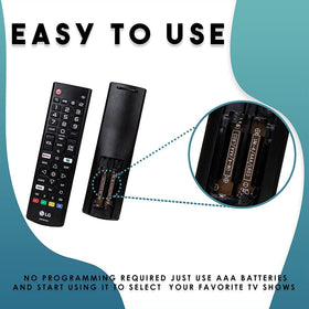 LG AKB75675304 remote battery compartment offers easy access and quick setup