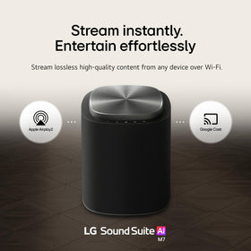LG M7 Sound Suite AI room calibration pro optimizes audio for your space.