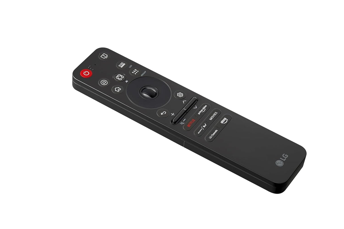 LG MR25GA on living room couch controlling TV for seamless streaming and navigation