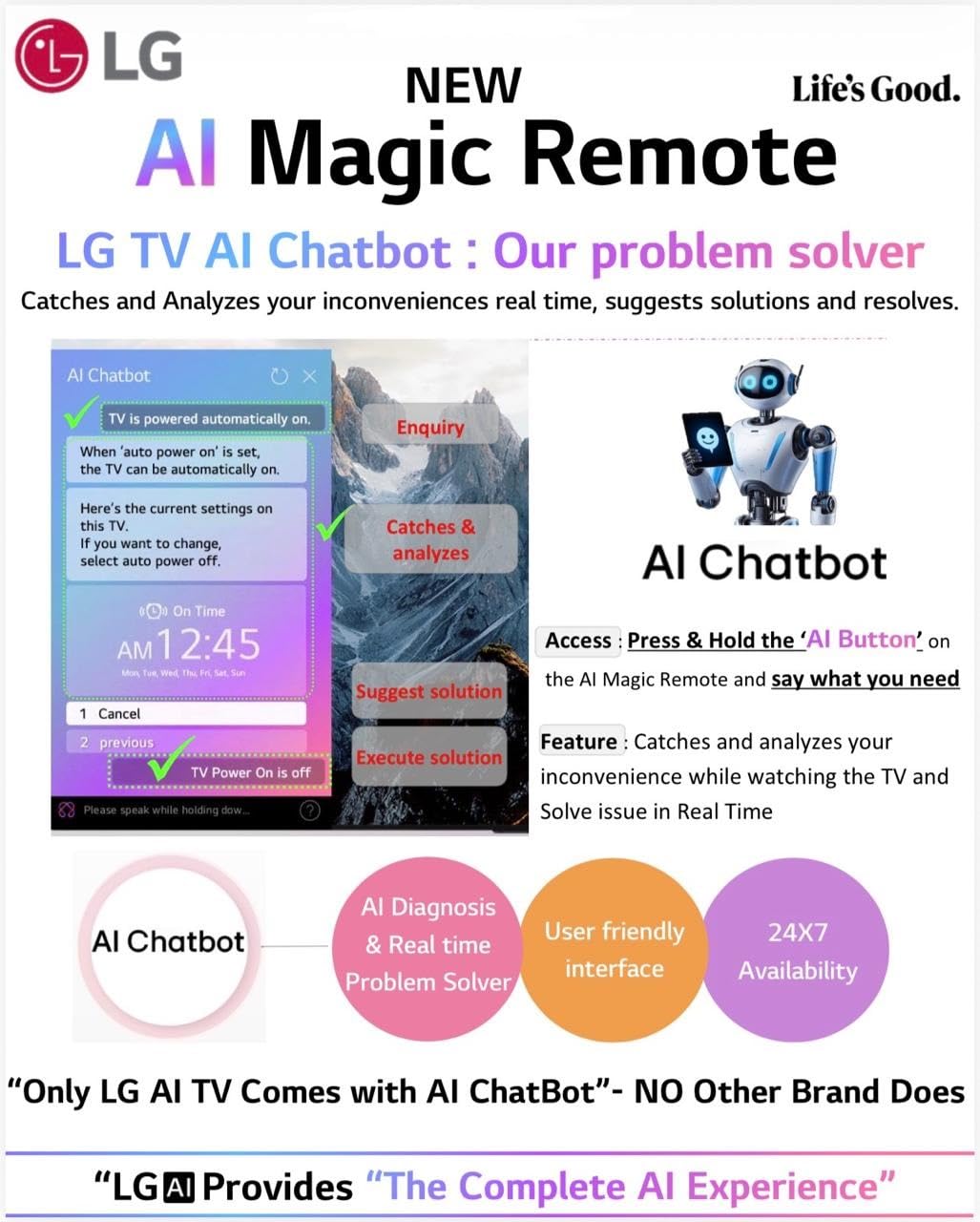 LG MR25GA voice button detail highlighting fast access to Alexa and LG AI features