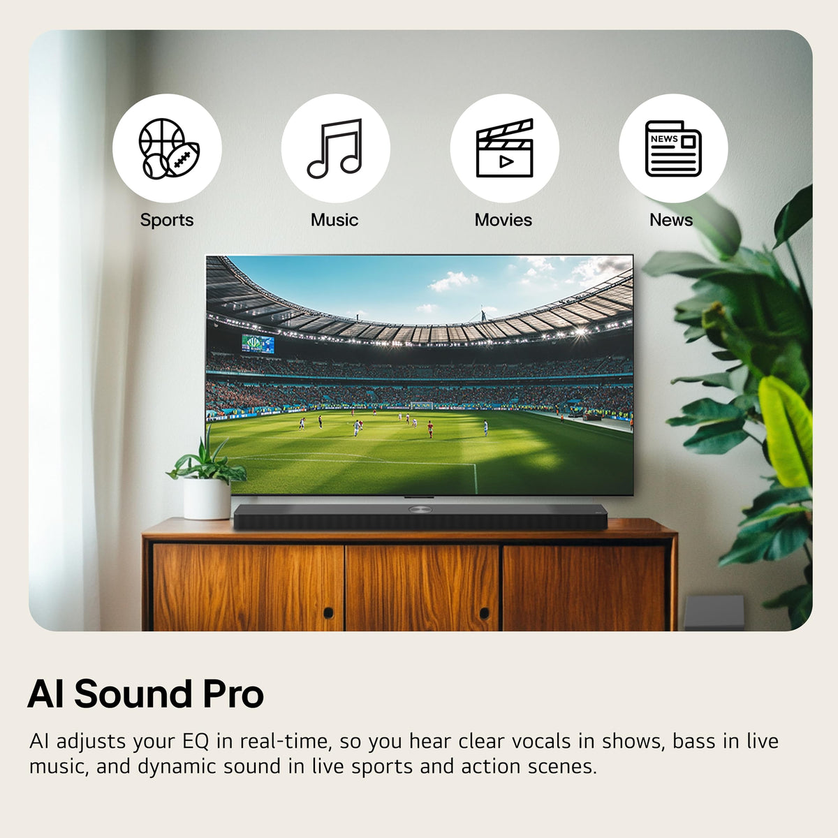LG S20A WOW Orchestra setup visual indicating synchronized TV and soundbar audio