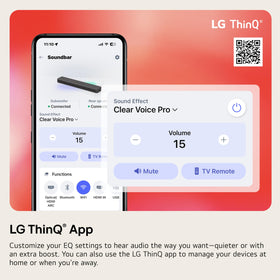 LG S40TR LG Soundbar App for tuning bass, mids, and treble