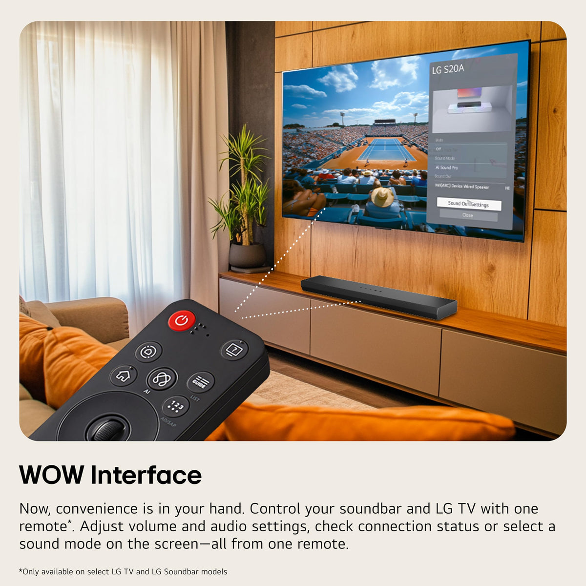 LG S60T 3-1 channel setup demonstrates centered dialogue for clearer TV conversations.