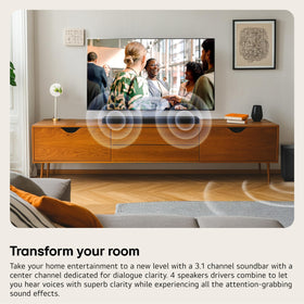 LG S60T wireless subwoofer side view highlighting deep, room-filling bass for dramatic movie evenings.