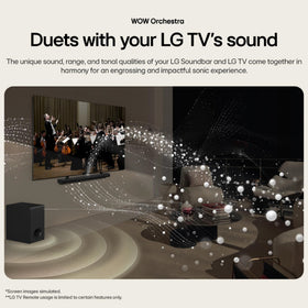 LG S70TY remote control enables quick adjustments for TV and soundbar.