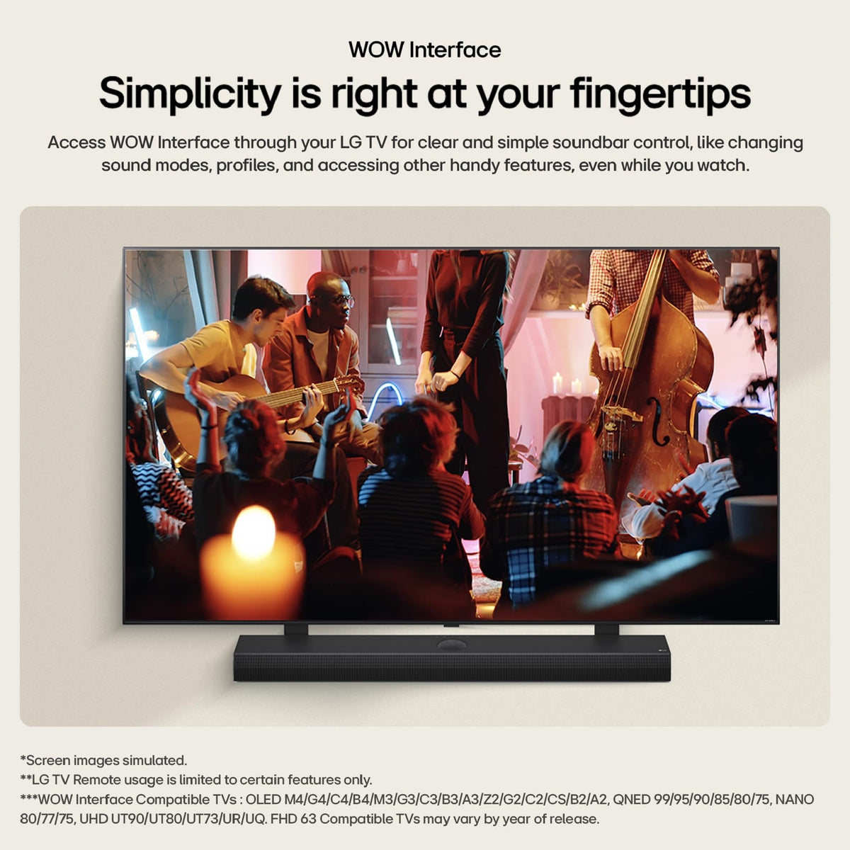 LG S70TY wireless subwoofer provides punchy bass without cables.