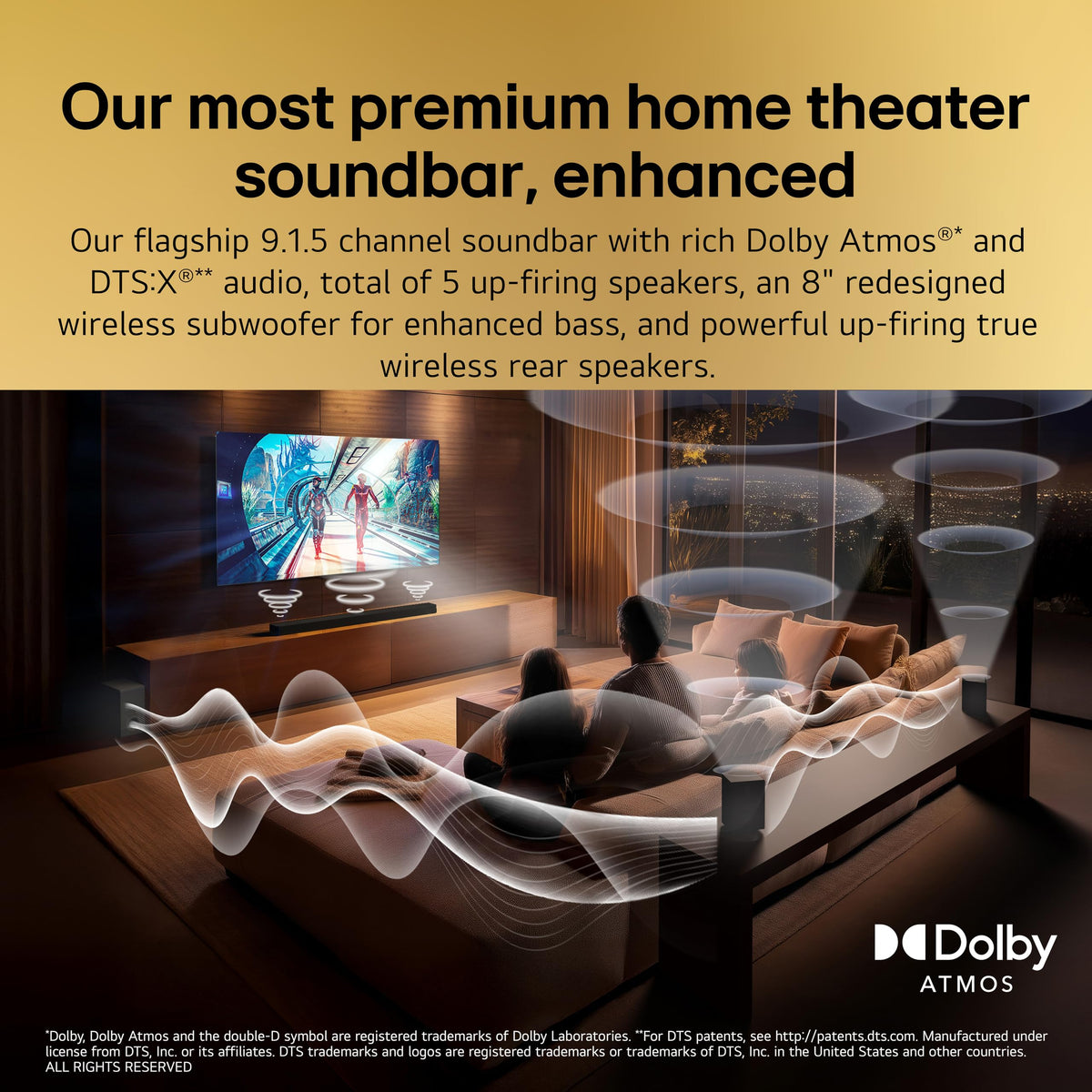 LG S95AR wireless subwoofer demonstrates deep bass for immersive watching