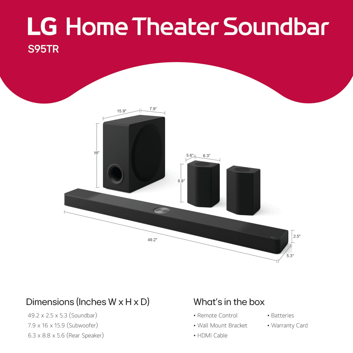 LG S95TR wireless subwoofer delivering deep bass