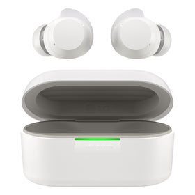 Sleek white design of LG xboom Buds for a modern look.