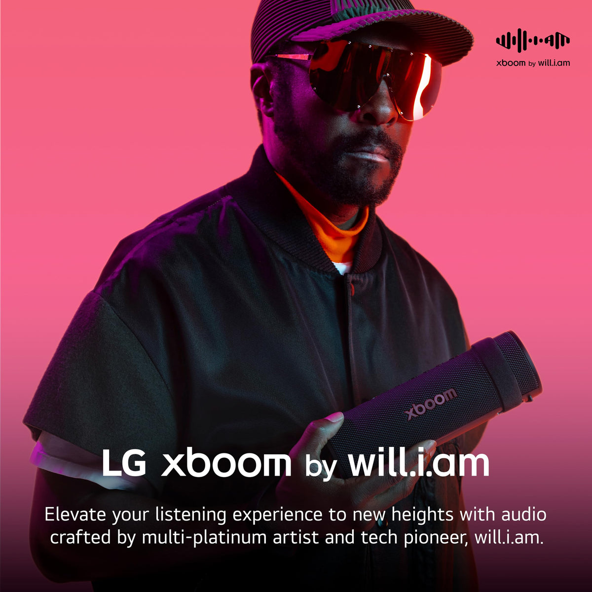 LG xboom Grab driver close-up highlighting racetrack woofer and tweeter for deeper bass