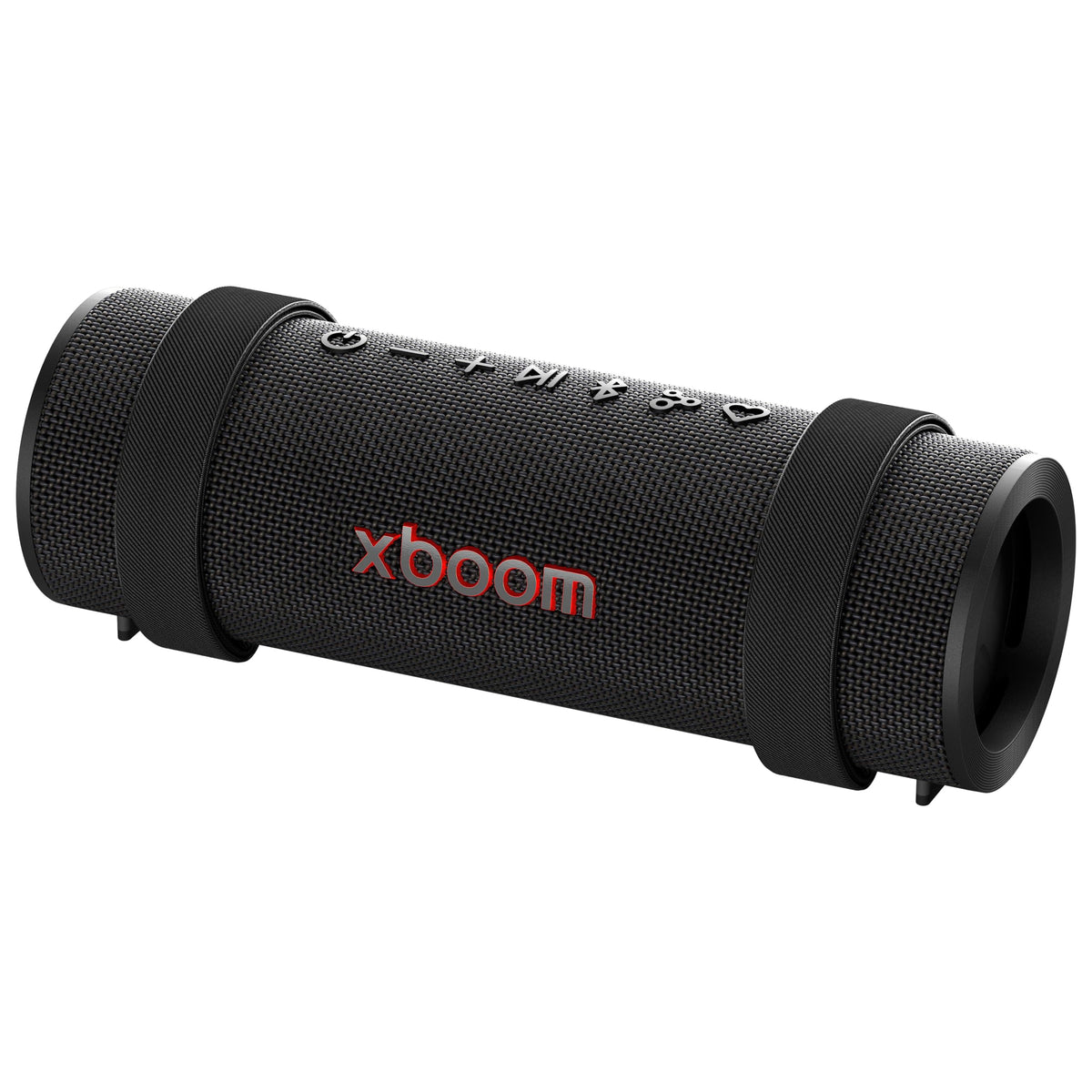 lg xboom Grab Core front view shows bold speaker face and branding for portable power