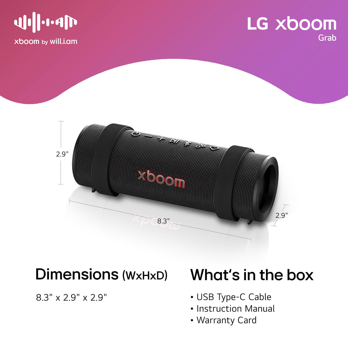 lg xboom Grab Core internal woofer and radiators visible for powerful bass impact
