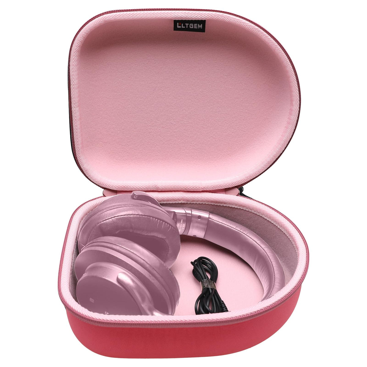 L LTGEM case hugs ATH-M20x with magenta shell for secure transport