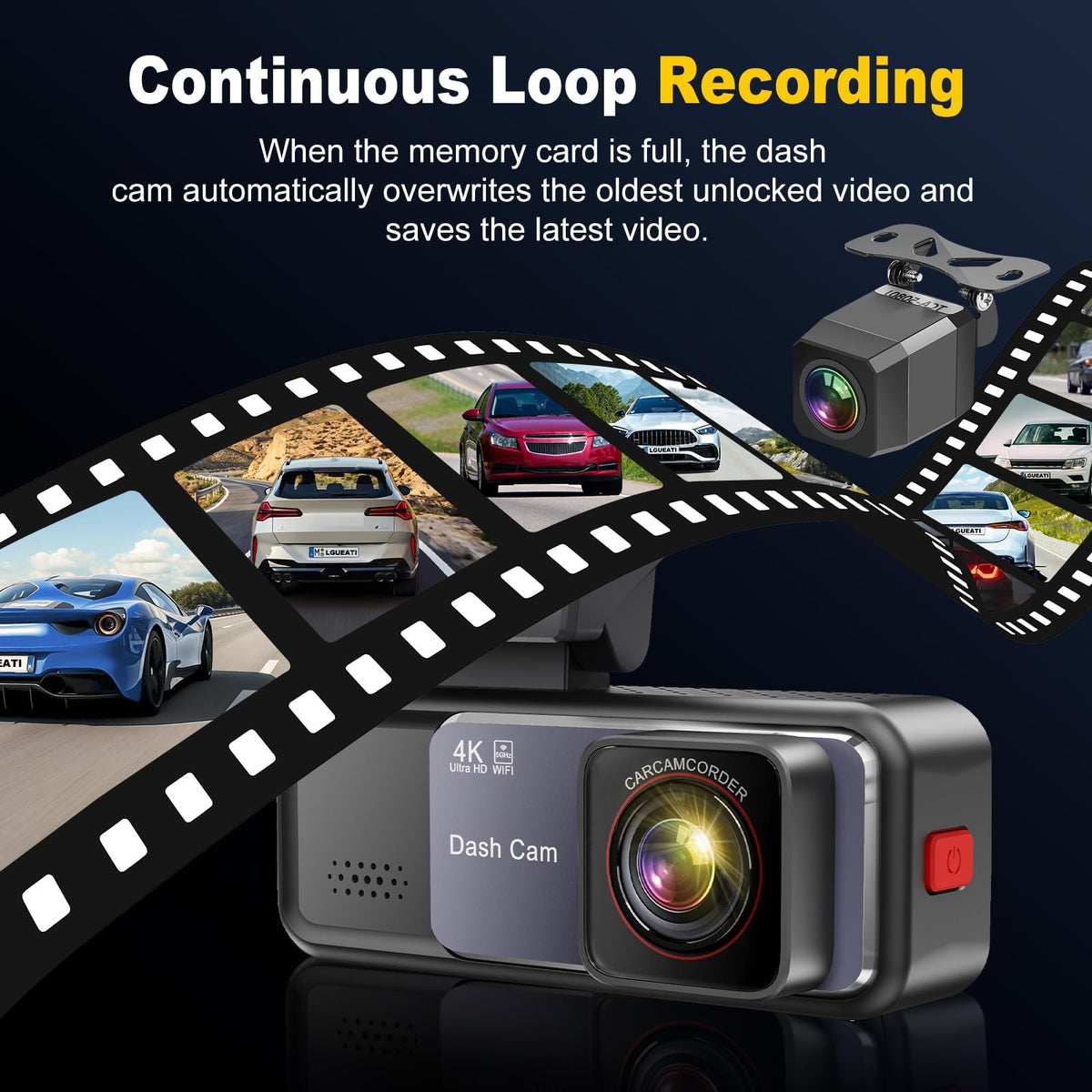 Lgueati dash cam mounted in car, reliable recording for daily drivers