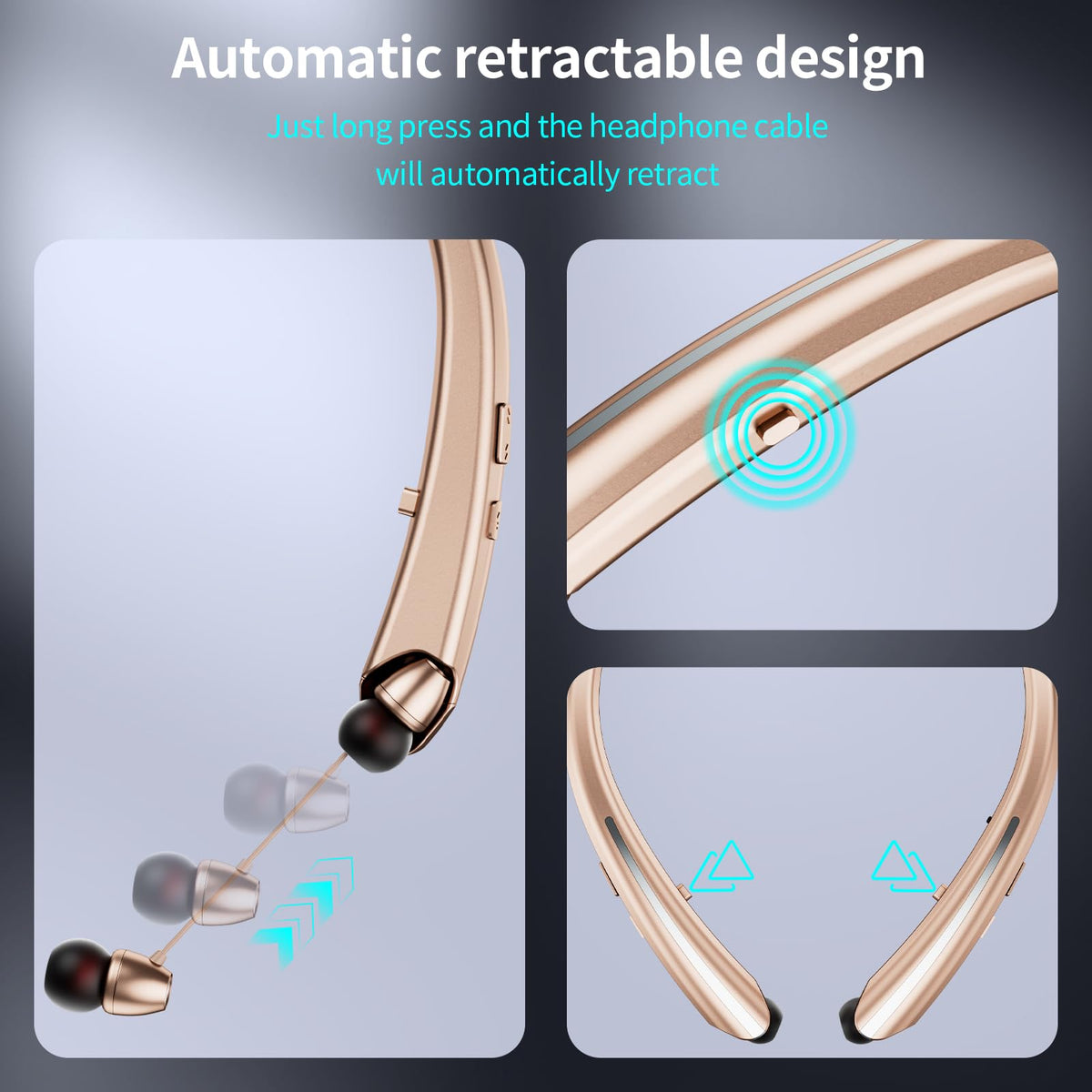 LHKLUK neckband headphones with noise-cancelling mic for crystal-clear calls.