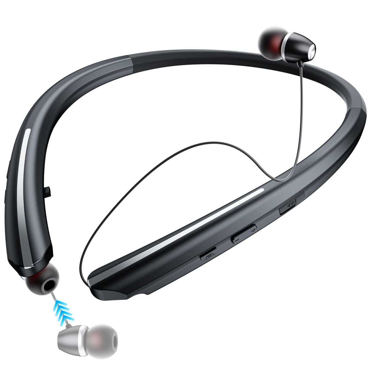 LHKLUK neckband headphones with retractable earbuds for tidy daily listening.