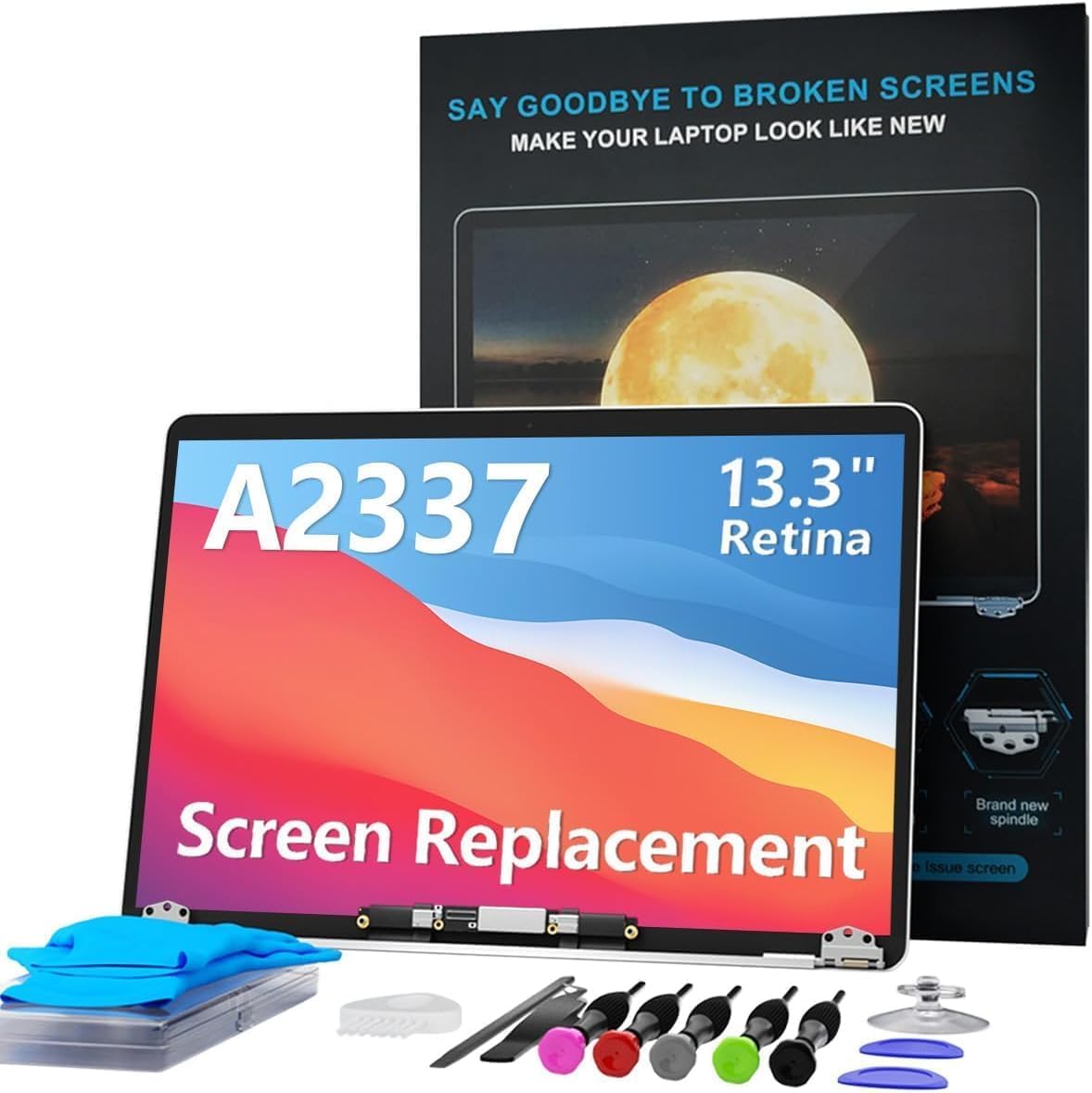 LHM A2337 screen front view Space Gray showing crisp display potential