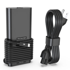 LHYSFIY 130W USB-C charger in use with a Dell XPS for fast charging on the go