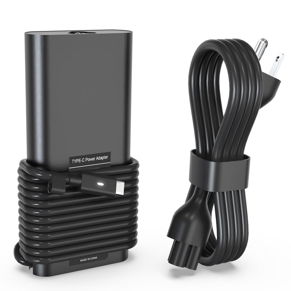 LHYSFIY 130W USB-C charger in use with a Dell XPS for fast charging on the go