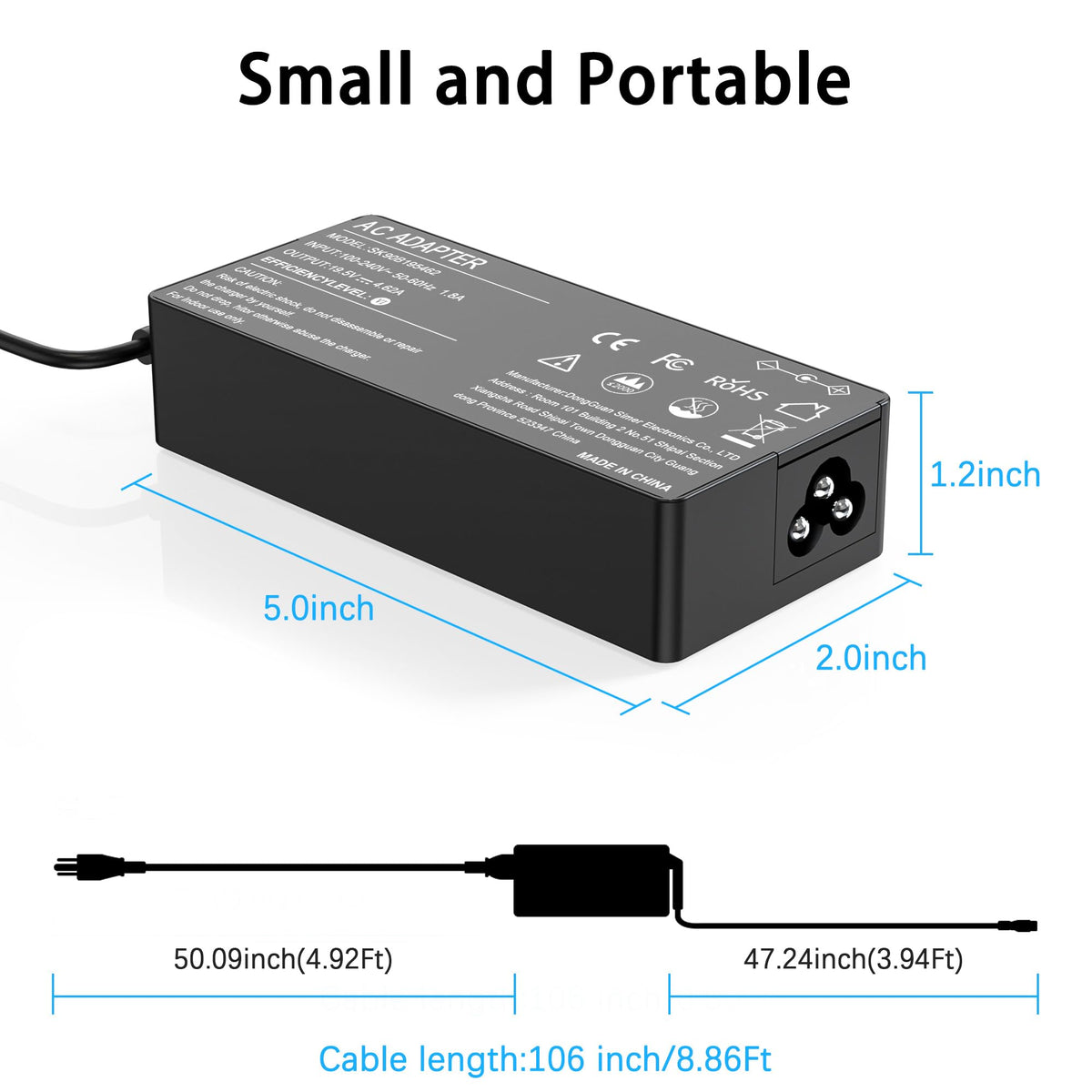 LHYSFIY 90W charger shows HP, Dell, Lenovo compatibility for business laptops